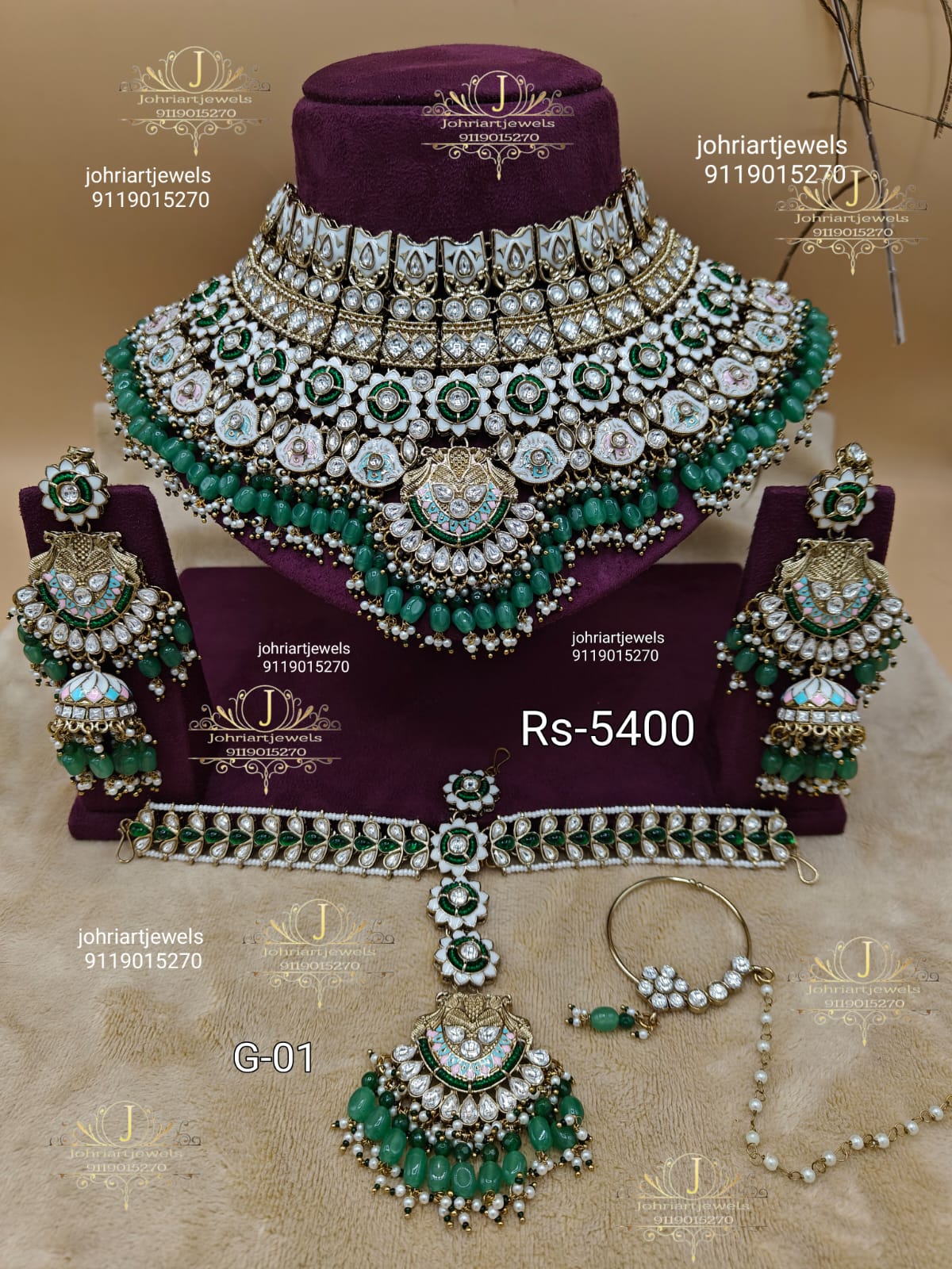 G-01.   Kundan meenakari bridal jewellery