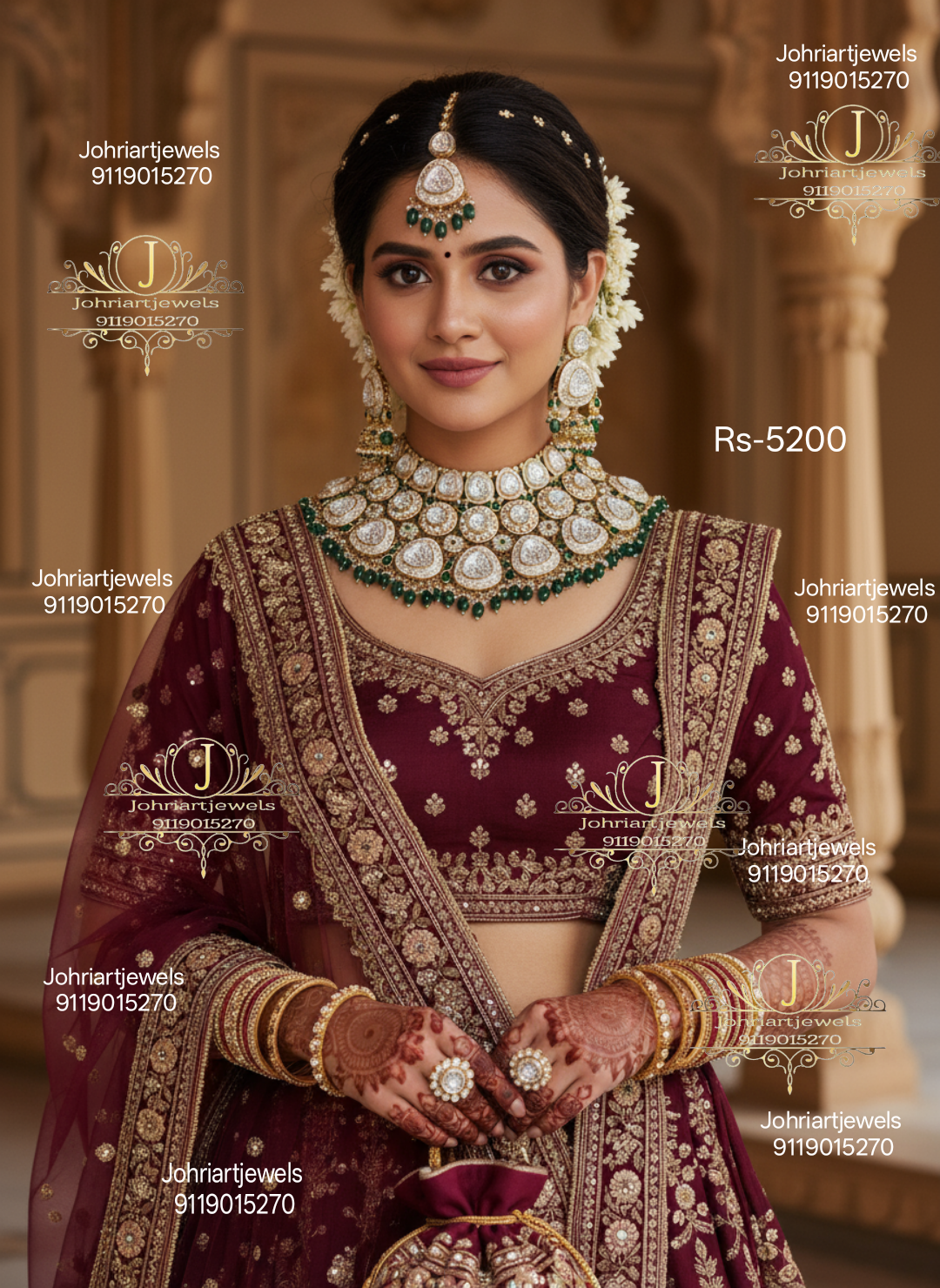 G-04.   Kundan meenakari bridal jewellery