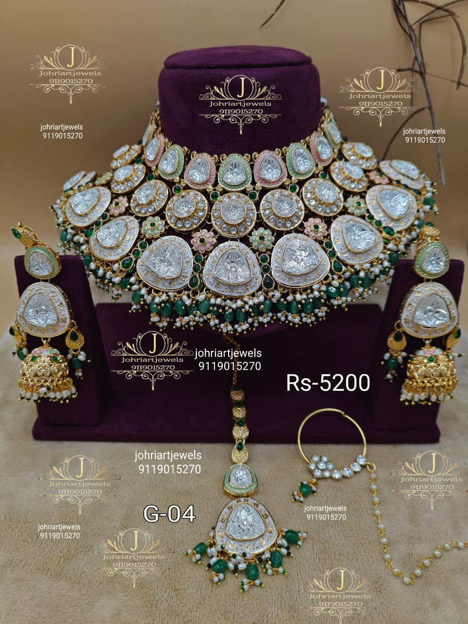 G-04.   Kundan meenakari bridal jewellery